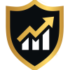 lucid-origin_Risk_management_icon_shield_with_chart_arrow_gold_black_white_color_palette_clea-0